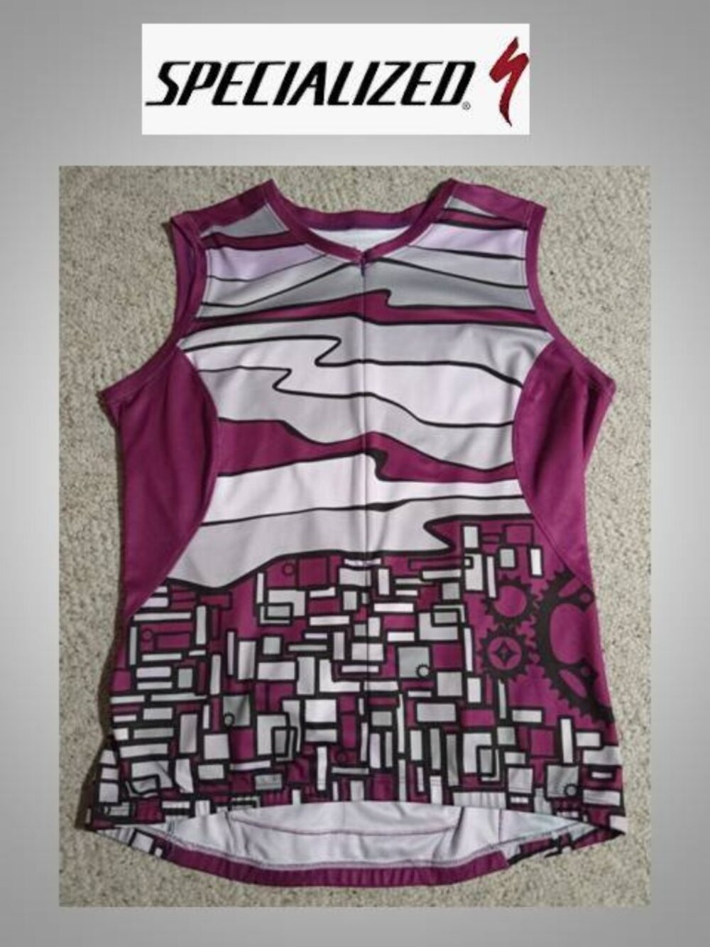 Specialized bicycle jersey shirt women's large cycling biking 02 purple grey